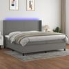 Box Spring Bed with Mattress & LED Dark Grey 200x200 cm Fabric