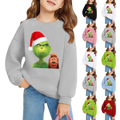 Christmas Day Girls Round Neck Pullovers For Kids Printed Baby Tops
