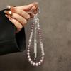 Luxury Premium Sparkling Diamond Tassel Crystal Mobile Phone Lanyard, Large Flower Pearl Short Portable Phone Chain Pendant
