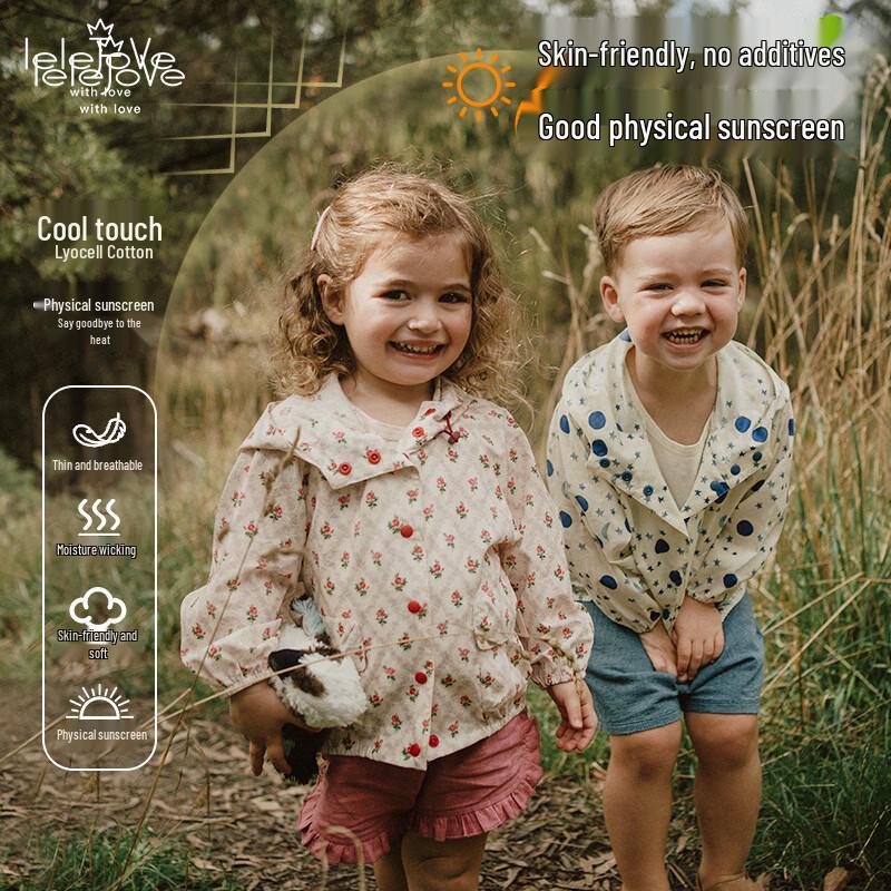 LELE JOVE Kinder Sommer Kapuzenjacke mit Aufdruck Sonnenschutz