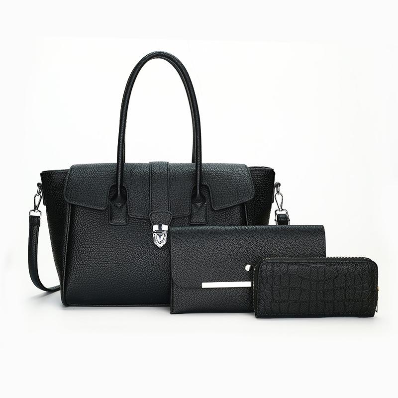 

Women s bag new large-capacity shoulder crossbody portable retro women s bag multi-piece women s bag single package чорний