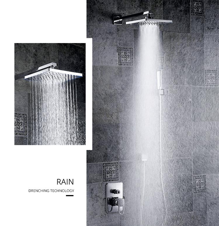 Shower Heads ABS Plastic Wall Mounted Rainfall Top Shower Head Handheld Ultra-thin Square Rain Shower Faucet Without Arm FS236