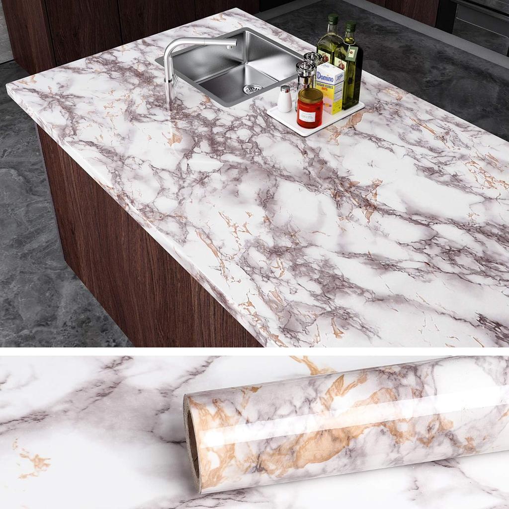 Marble Vinyl Film DIY Self Adhesive Wallpaper Bathroom Kitchen Cupboard Countertops Contact Paper PVC Waterproof Wall Stickers