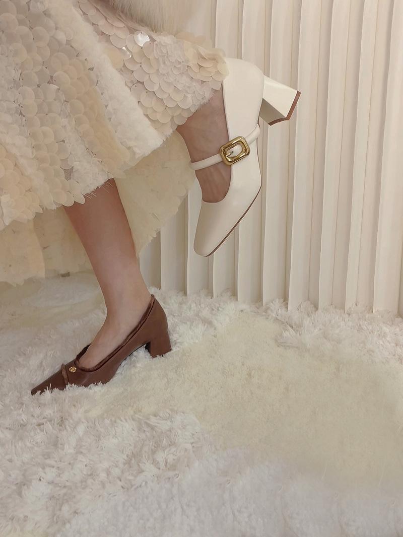 

Серебристые туфли Мэри Джейн на толстом каблуке, женские, с французским темпераментом, на среднем высоком каблуке, в стиле ретро, для работы, в стиле Хепберн 39