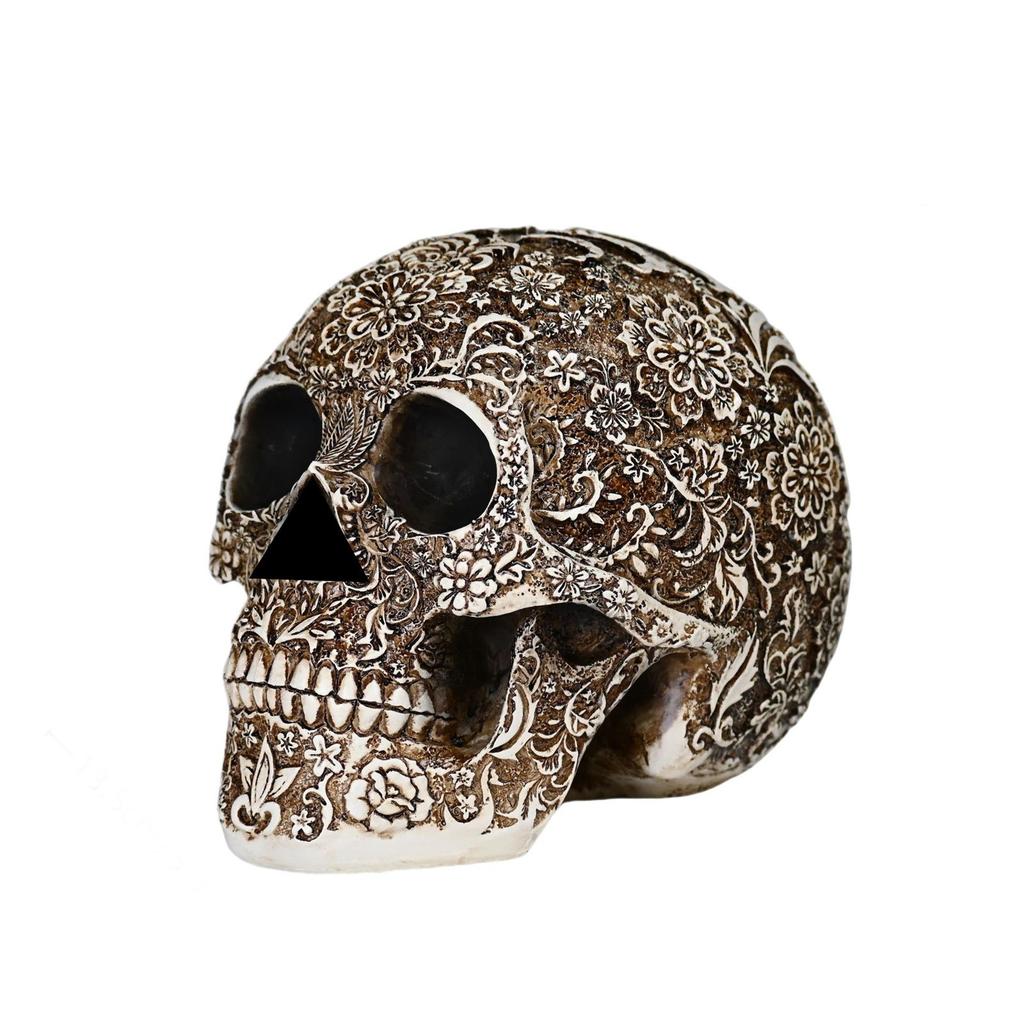 Three-dimensional Flower Skull/ Skull/ Ornaments Halloween Party Holiday Decoration Props Resin Crafts