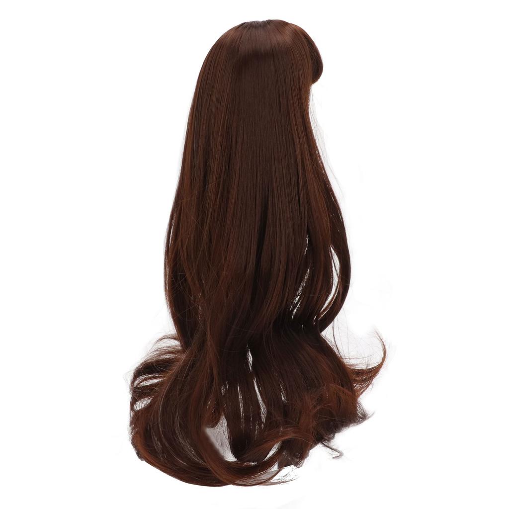 13 BJD Doll Wig Heat Resistant High Temperature Silk Dark Brown Long Curly Wig for 8‑9in 21‑24cm