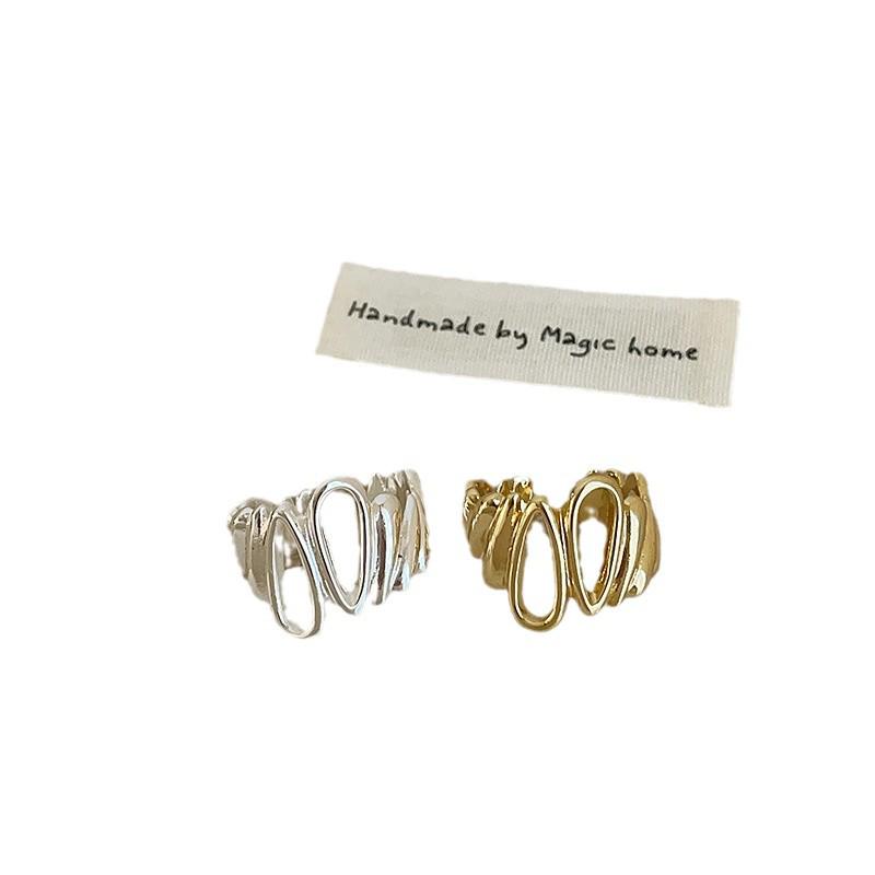 Einzigartiger unregelmäßiger hohler Wassertropfen Metall offener Ring für Damen