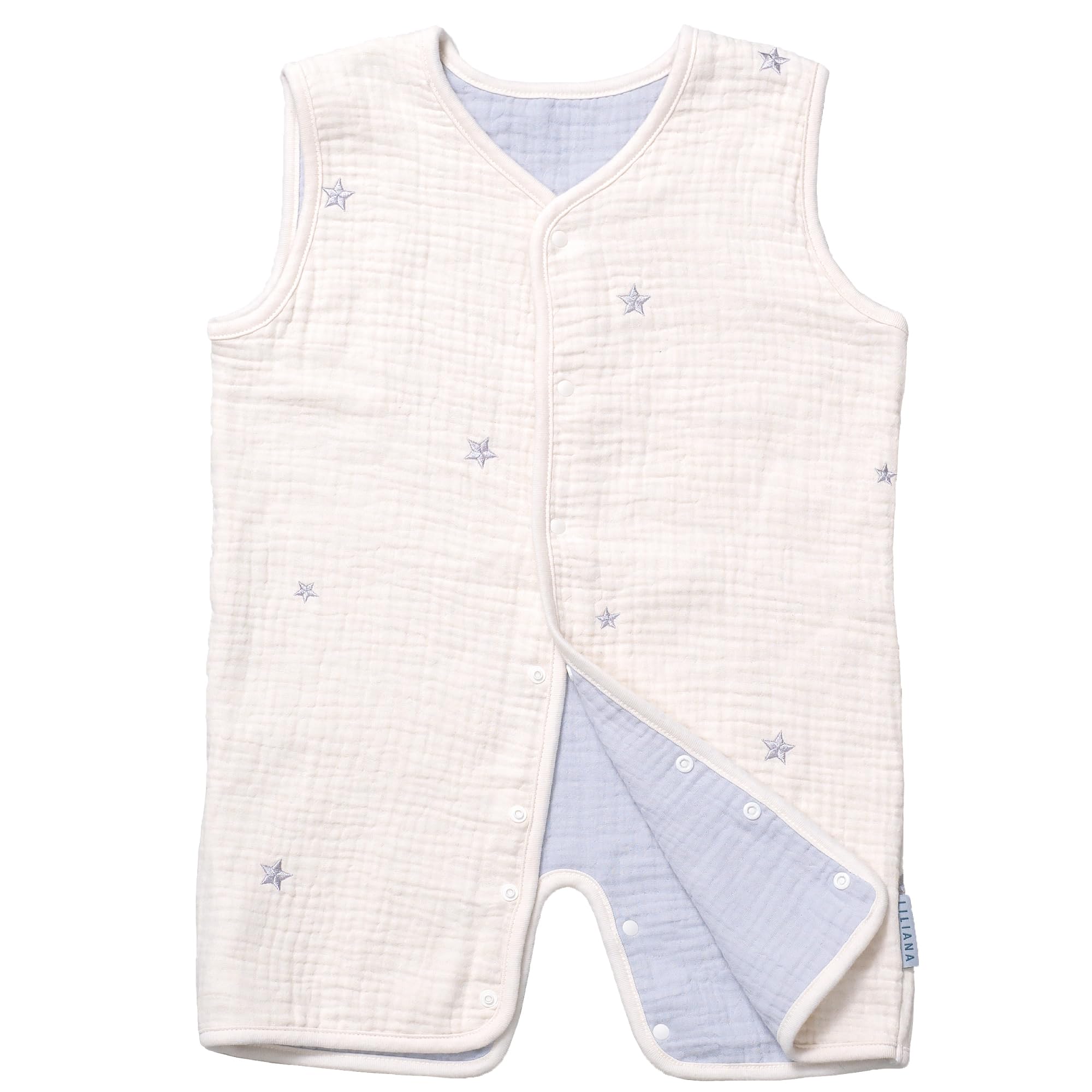 

LILIANA Baby Perfect for Spring and Perfect as a Baby Prevents Colds While Size Liliana Sleeper, 6-Layer Gauze, Summer, Gift, Sleeping, Gray, M, Star,