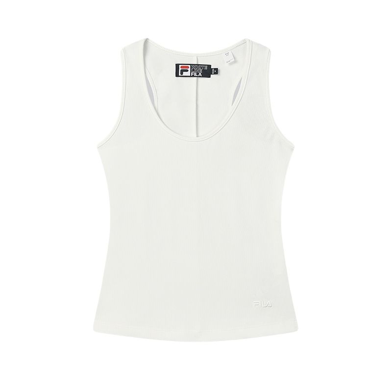 Fila Original Fashion Casual Simple Knit Sleeveless Vest Women Tops Cloud-White F51W529103F-WT