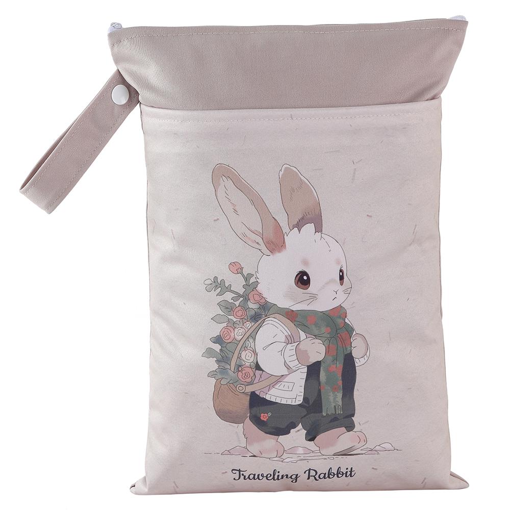Special Offer Promotion Series 25*35cm Carton Wet Bags Polyester Waterproof Swimsuit Bag Double Pocket Baby Diaper Dry Wet Bag