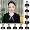 Satin Neck Scarf Irregular Geometric Pattern Wrinkle-resistant Scarf with Magnetic Imitation Pearl Buckle Outfit Accessory