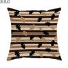 2D Flat - 1pc 2D Flat Throw Pillow Covers Autumn Fall Oak Leaves Stripes Boho Brown Beige Black Soft Velvet Washable Pattern Pillow Covers Living Room