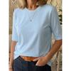 Women Comfort Versatile T-Shirt, Casual Round Neck Shoulder Short Sleeve Top for Inner & Outer Wear