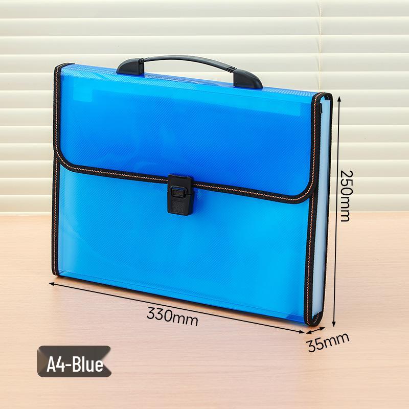 A4/FC Student Accordion File Folder, 13 Pockets, Test Paper Organizer, Handheld Storage Bag.