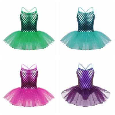 Mädchen Glitzer Meerjungfrau Ballettkleid Gymnastikanzug für Mädchen Kinder Ballett Tanzkostüme Tanzbekleidung Kinder Teenager Ballerinakleid