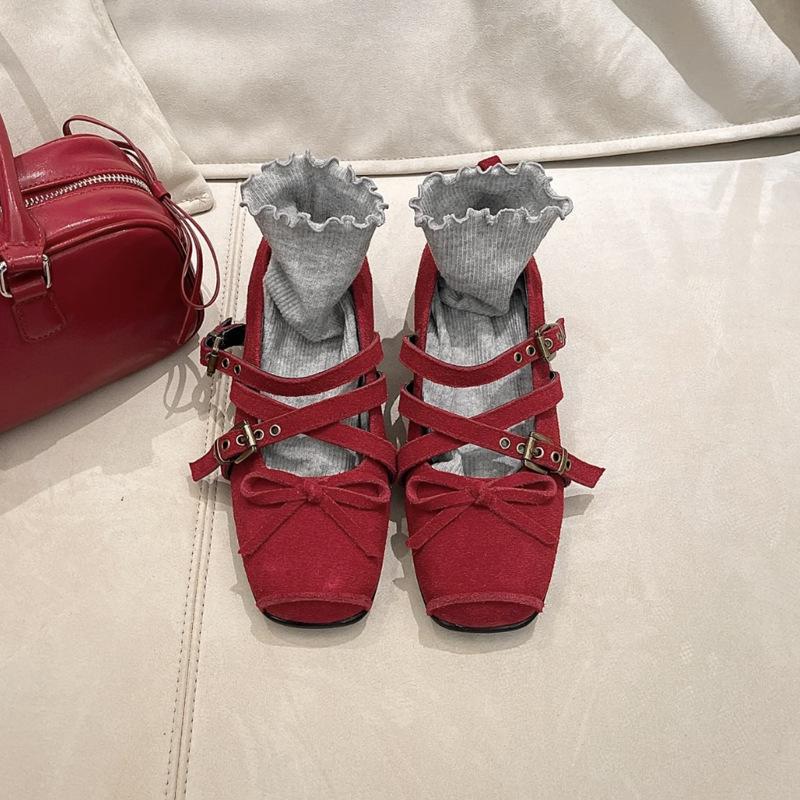 Leather version~ Retro bow silver ballet shoes women's head Mary Jane shoes flat bottom light mouth single shoes