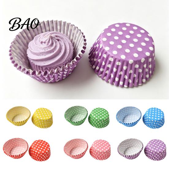Greaseproof Paper Molds 100PCS Disposable Cupcake Liners, Food-Grade Baking Cups, Polka Small Event Tools Dot Print Standard Muffin for Home