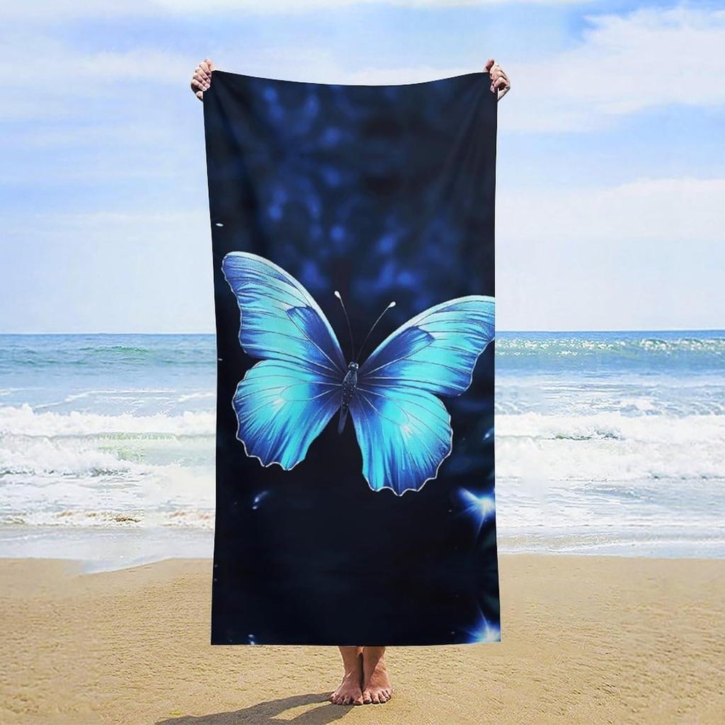 Blue butterfly Beach Towel for Family stuffs friends Gifts Quick-Dry Sand free For Bath Yoga Tourism Beach Camping Swimming GYM