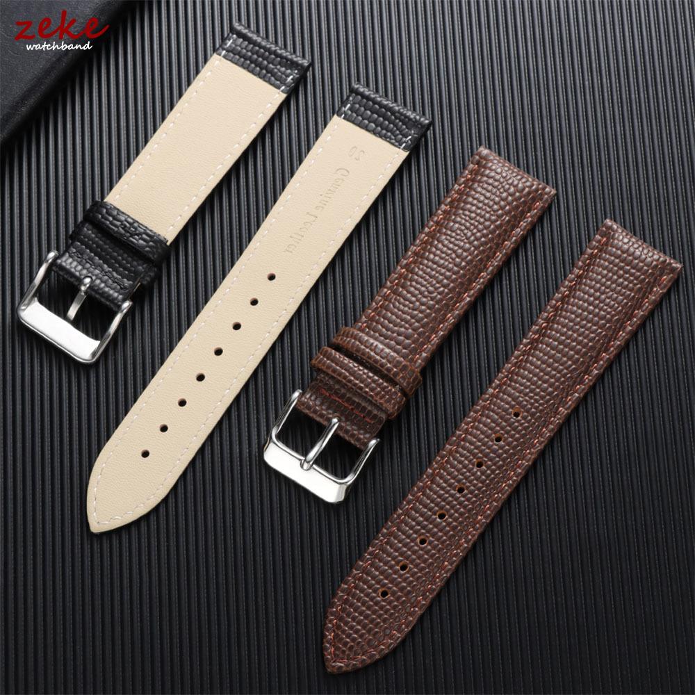 12mm 14mm 16mm 18mm 20mm Lizard Pattern Calf Leather Watch Bands for Men & Women Brown Black Soft Business Cowhide Watch Strap