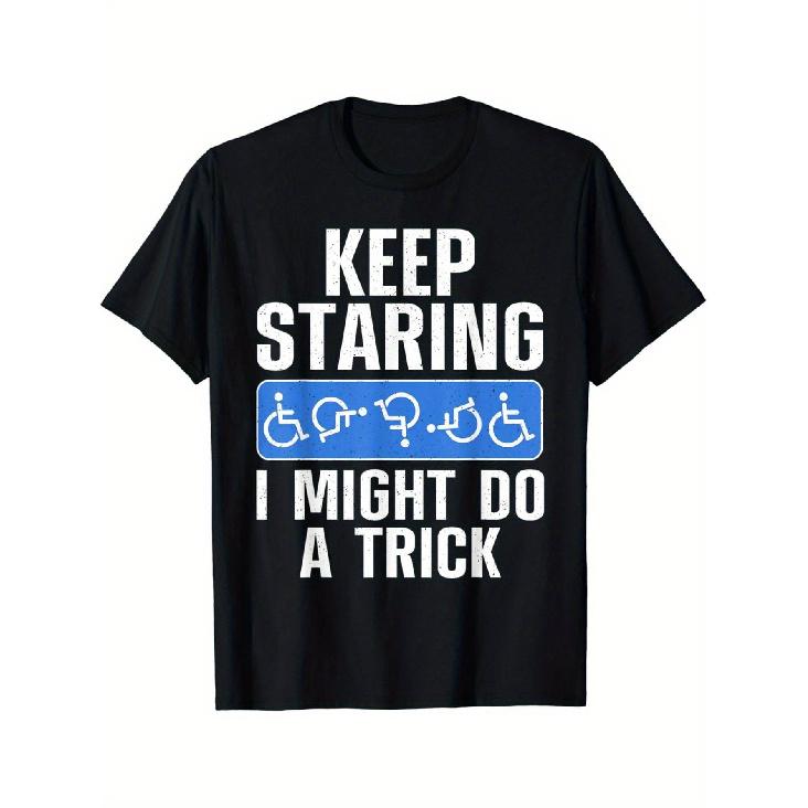 Men''s Wheelchair Art Disability Awareness T-Shirt - Geometric Wheelchair Rider, Casual Round Neck Tee, Machine Washable, for Adaptive Needs &