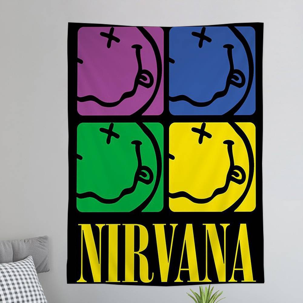 ANNirvanaRock Band Printed Large Wall Tapestry Art Science Fiction Room Home Decor Decor Blanket