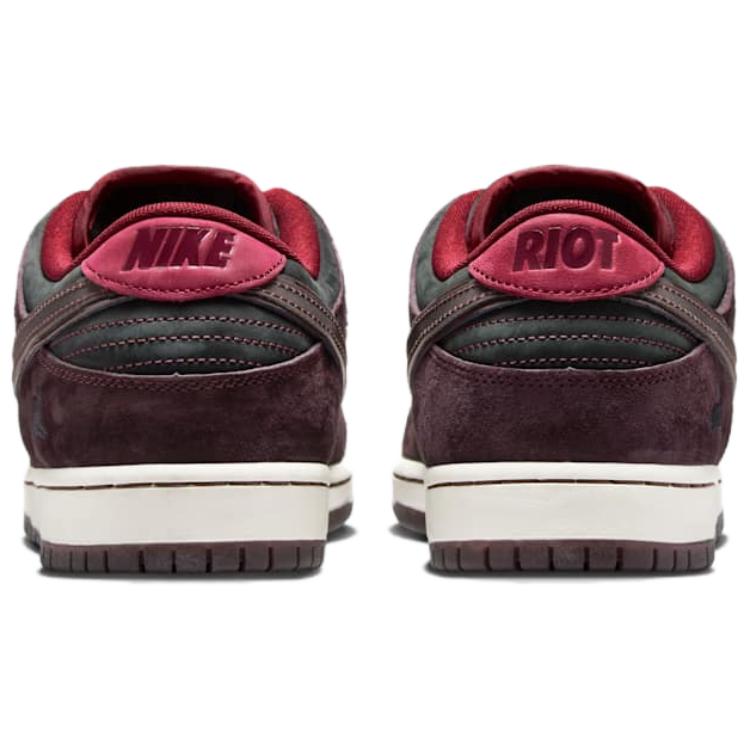 RIOT Skateshop x Nike Dunk Low Pro SB QS Mahogany Koyu Pancar Rengi Erkek Spor Ayakkabıları Kırmızı Takım Kırmızısı Yel FZ1289-200