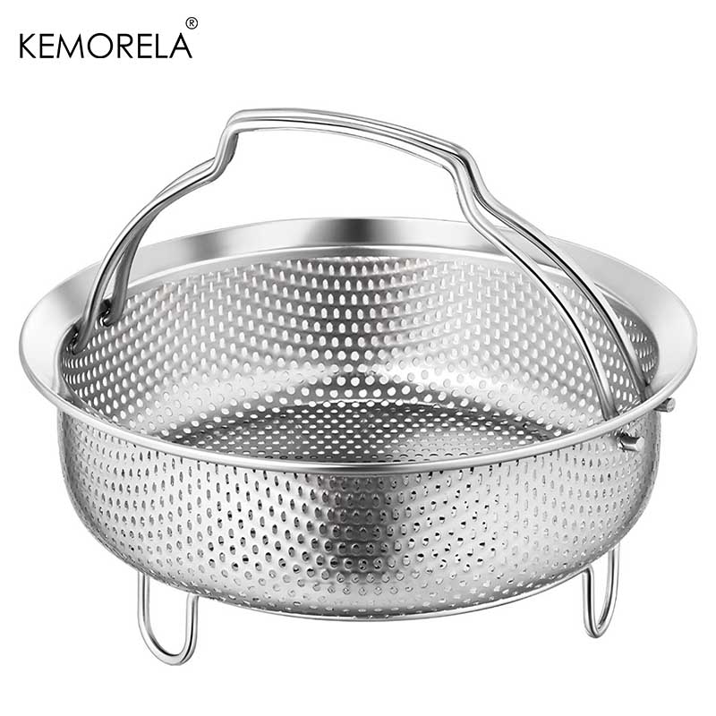 Stainless Steel Steam Basket With Foldable Handle Vegetables and Fruits Drain Basket For Rice and Soup Separation Steaming Rack