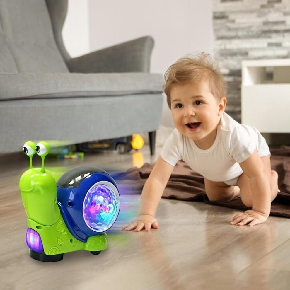 Glowing & Music-Playing Crawling Snail Toy, Auto-Sensing Interactive Musical Toy for Toddlers – Green
