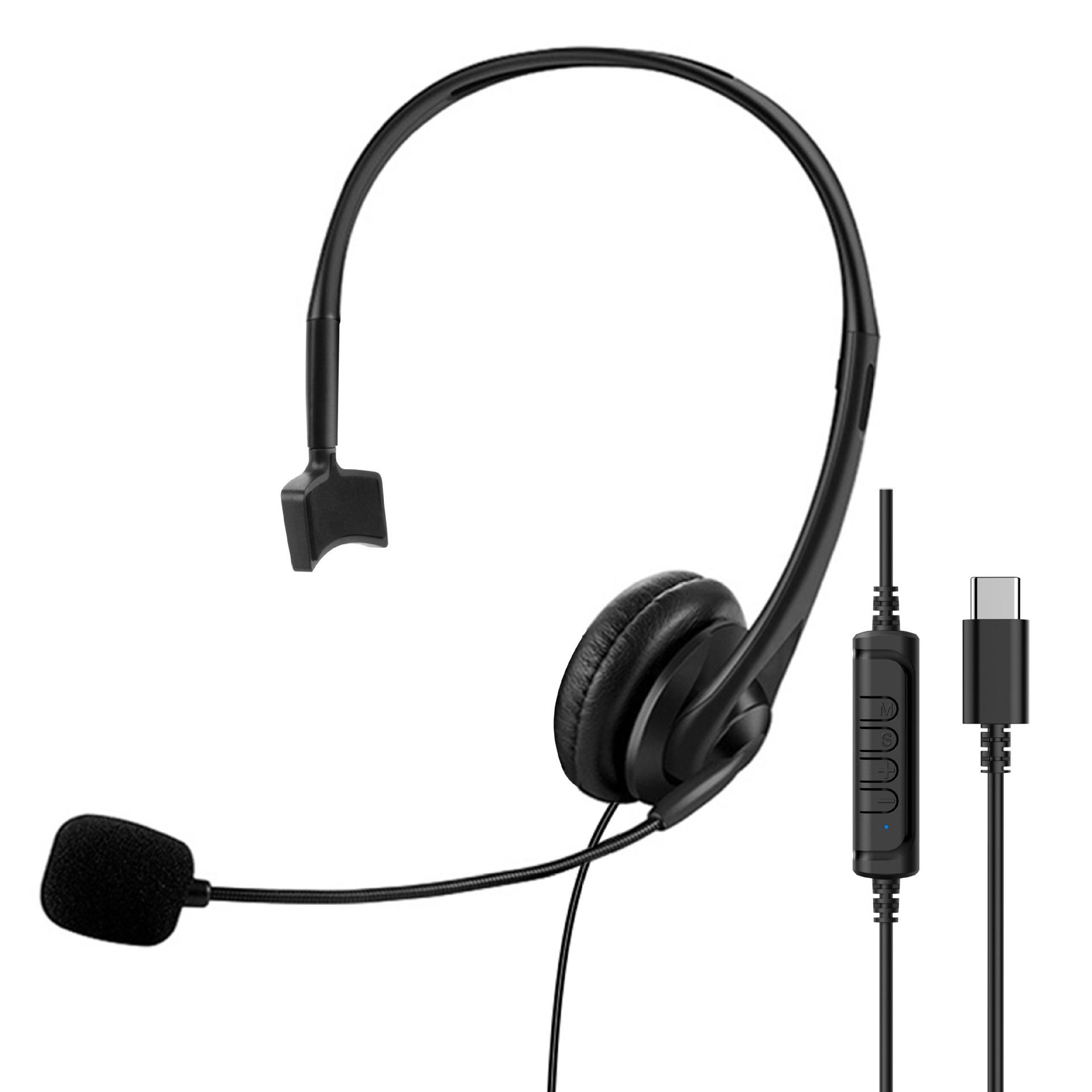 

Type-C USB Single-ear Headset with Microphone for Office and Customer Service