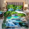 Three-Piece Beautiful Landscape 3D Bedding Stream Waterfall Printing Quilt Cover Home Textile Batch