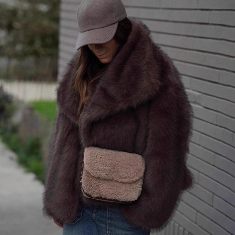 Neuer weicher Fuchspelzmantel lässig vielseitig umweltfreundliche Pelzjacke Winter warm Kunstpelzmantel