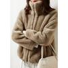Women's Winter Double Sided Fleece Warm High Neck Coral Fleece Top Jacket