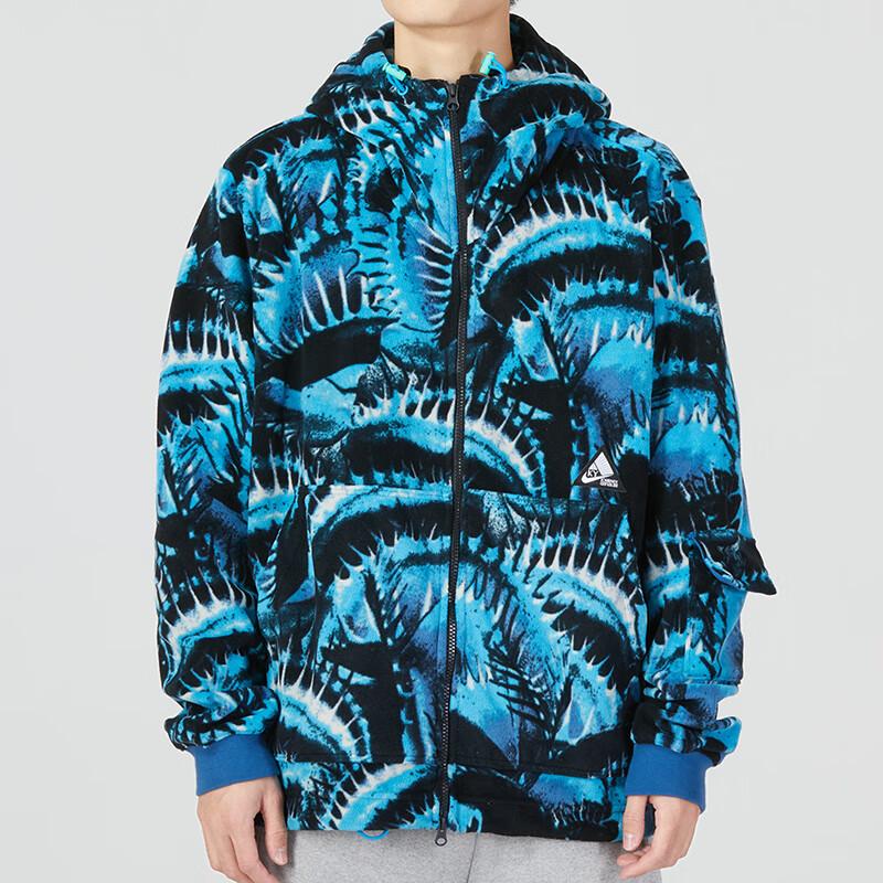 Nike All-Over Print Basketball Drawstring Hooded Jacket Men Outerwear Blue DQ6116-407