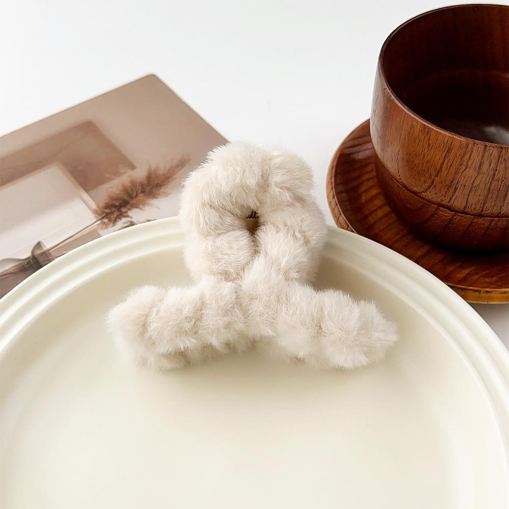 9cm Plush Cross Hair Clip for Women Korean Fashion Sweet Shark Clip Simple Versatile Hairpin Girl Hair Accessories