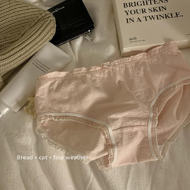 Lady Summer Simple Lovely Fresh Small Broken Flower Ear Side Pure Cotton Crotch Breathable Comfortable Briefs