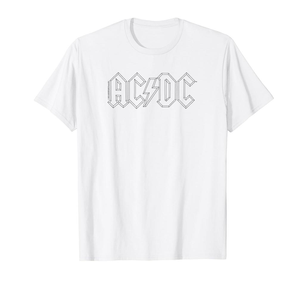 Official AC/DC Black Outline Logo Rock Music Band T-Shirt