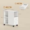 Printer Stand, Rolling Storage Unit, Drawers, Adjustable Shelf, Open Compartment, White