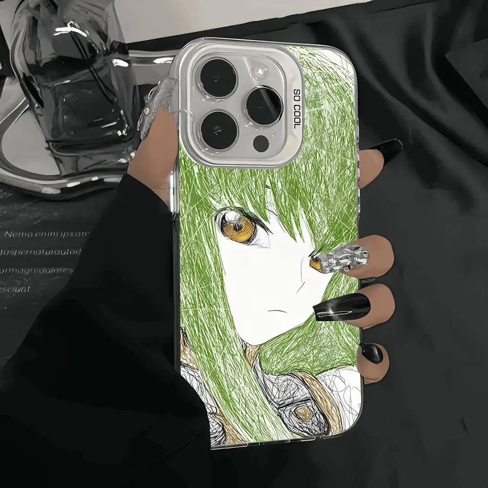 Green-haired Girl Code Geass Frosted Case for iPhone 17 Air 16 E 15 14 Plus 13 12 Mini 11 Pro Max Acrylic Sheet Silicone Cover