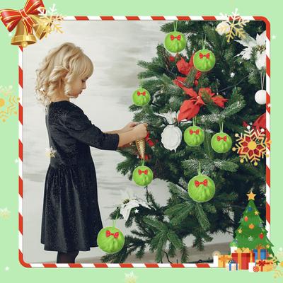 Bowknot Little Plush Ball Christmas Decoration Hanging Plush Ball Festive Atmosphere Display.