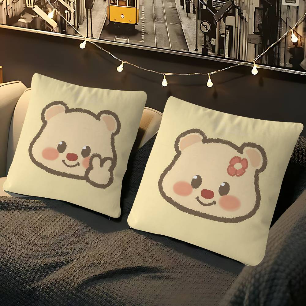 CUTE Butter Bear Pillowcase Toon Gift Cushion Cover Bedroom Home Sofa Chair Seat Decor Pillow Case