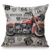 Classic Us Route 66 Vintage Motorcycle Poster Art Home Decorative Pillow Cover Retro American Style Cotton Linen Cushion Covers