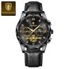 POEDAGAR Luxus-Armbanduhr für Herren Sport Leder Quarz-Uhr Wasserdicht Leuchtend Chronograph Uhren Männliche Uhr Reloj+Box