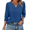 Women's Fashion Casual 3/4 Sleeve Solid Color Shirt Women's V-Neck Tops