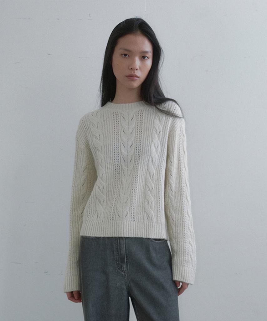 Monokeulom Cable Pullover (Ivory)