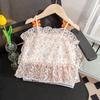 Girls Summer Floral Camisole Thin Breathable Ruffle Sleeveless Top Baby Cool Fashion Vest