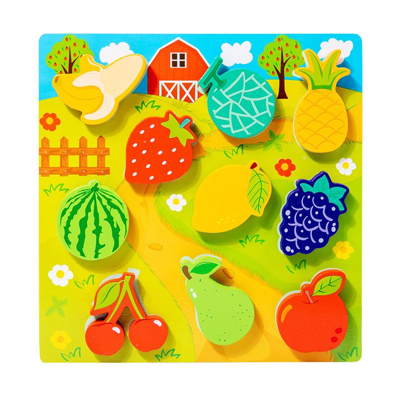 Wooden Children'S Early Education Puzzle Creative Velcro Three-Dimensional Puzzle Building Block Car Animal Puzzle