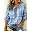 Women's Elegant Printed Lace-up Flared Top, Stylish and Versatile, Comfortable and Skin-friendly