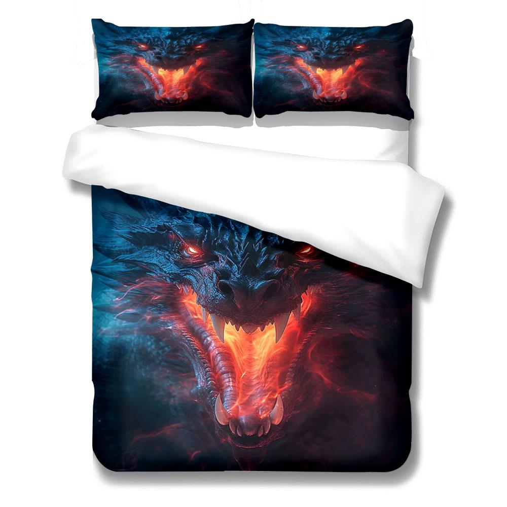 Oriental Dragon Duvet Cover Set King Queen Double Full Twin Single Size Bed Linen Set