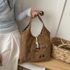 Vintage Drawstring Shoulder Bag Little Dog Handbag Fashion Puppy Paw Print Tote Bag  Casual Wear