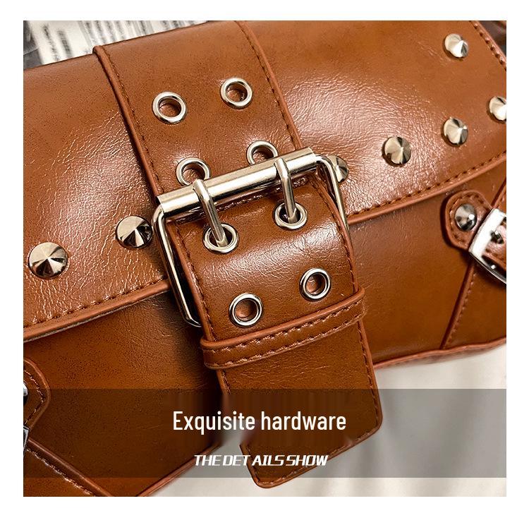Punk Rivet Single Shoulder Bag: 2024 Retro Women's Versatile Casual Handbag
